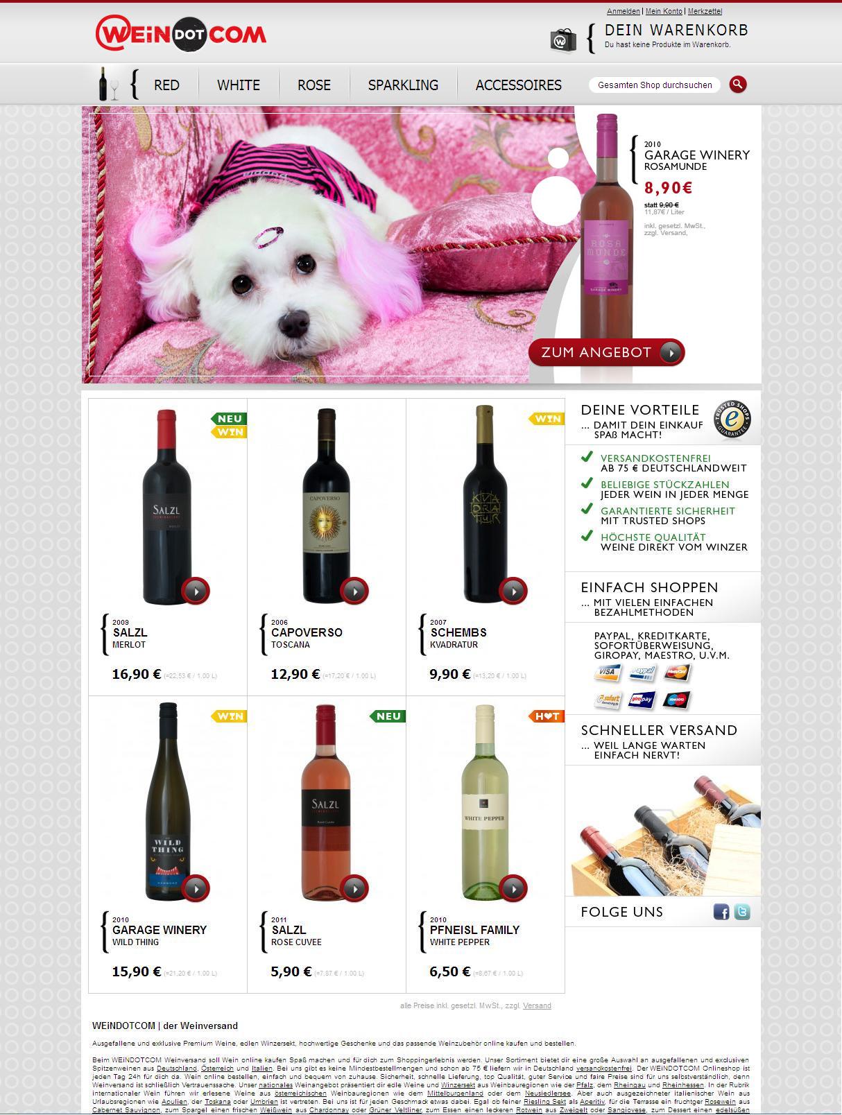 WEiNDOTCOM Weinversand, exclusive Weine online kaufen Startseite | Freie-Pressemitteilungen.de